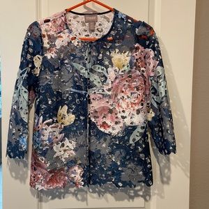 NWOT Chico’s Multicolored Lacey Cardigan Size 0